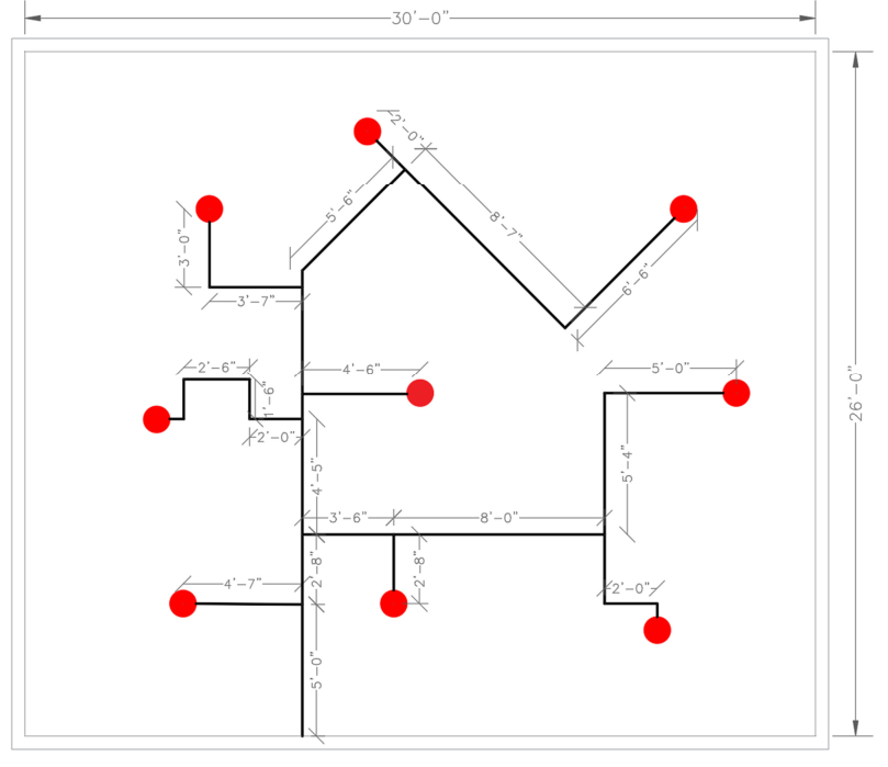 Irregular piping and non-uniform sprinkler layout
