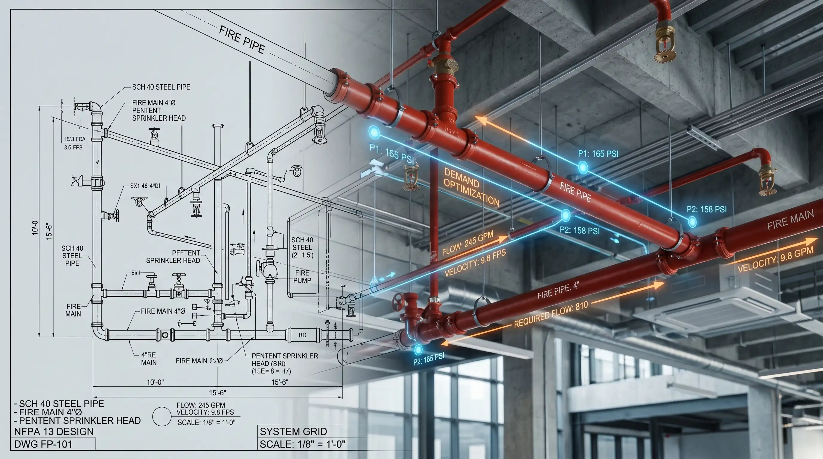 Fire Sprinkler Pipe Sizing Optimization: Full Technical Guide to Diameter, Velocity, and Hydraulic Demand Part 01
