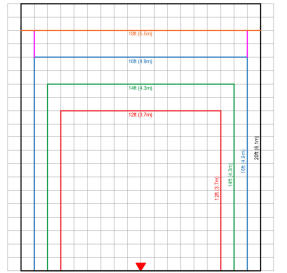 Spray Distribution Grid for Model SW200 Residential Sidewall Sprinkler