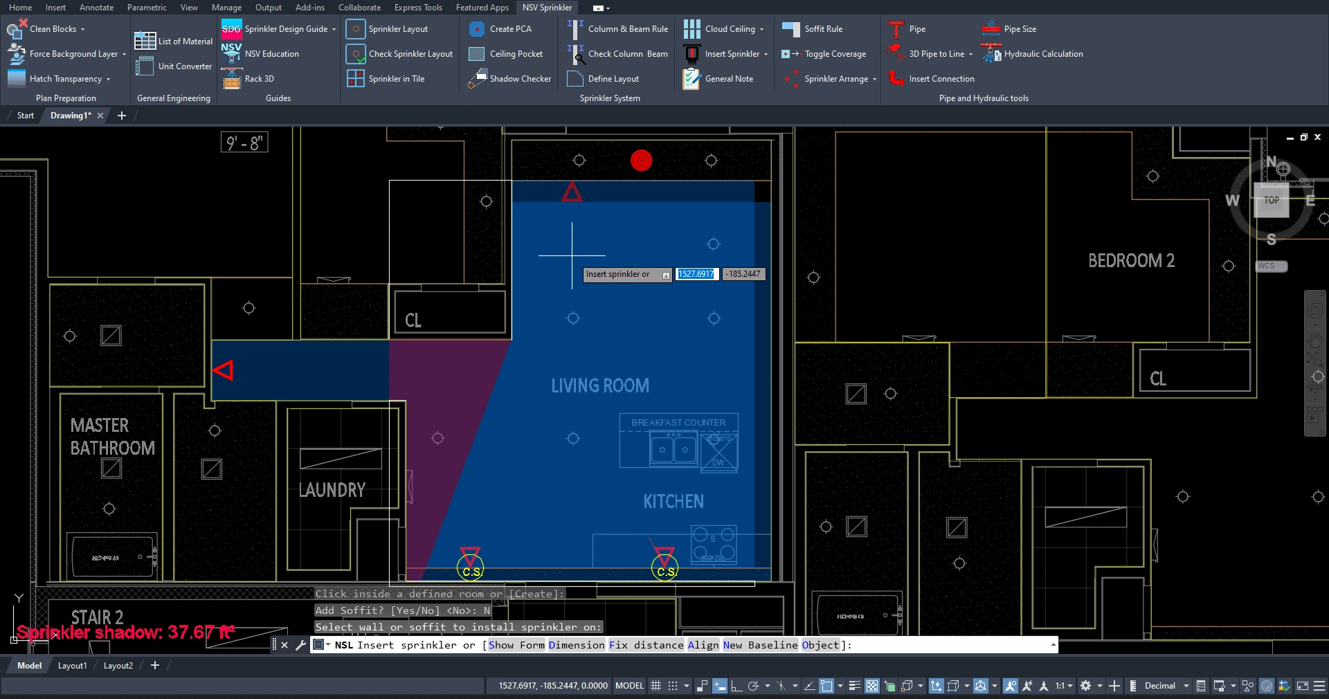 After NFPA 13 Layout - Automated Sprinkler Spacing
